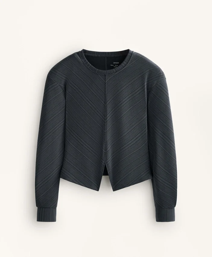 Sweatshirt mit asymmetrischen Streifen aus Modal Sweatshirt mit asymmetrischen Streifen aus Modal