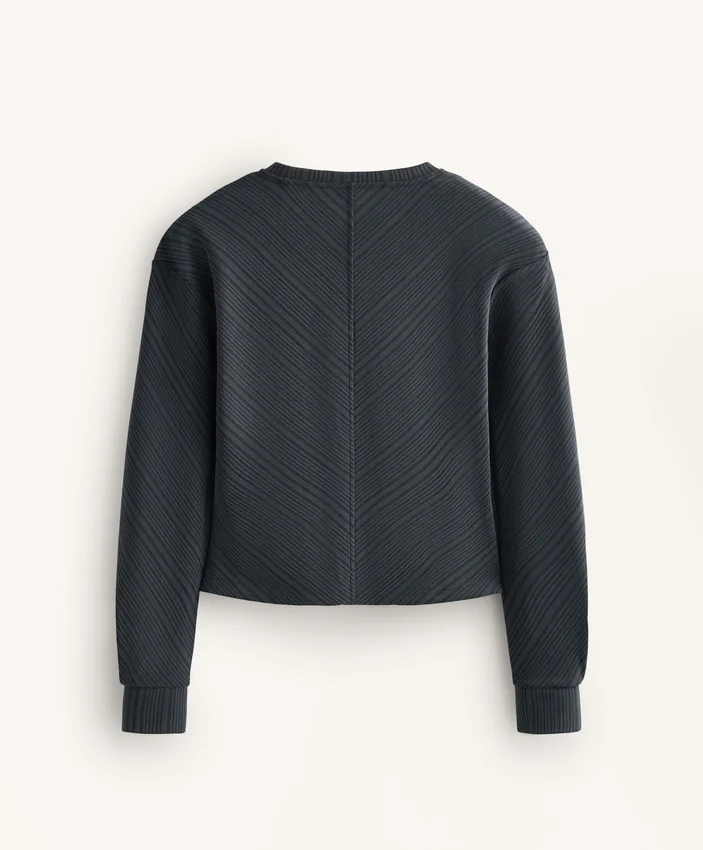Sweatshirt mit asymmetrischen Streifen aus Modal Sweatshirt mit asymmetrischen Streifen aus Modal