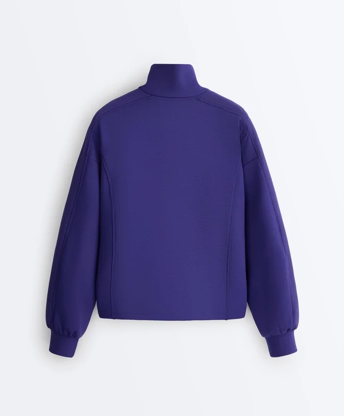 Sweatshirt mit halbem Reißverschluss aus gebürstetem Modal Sweatshirt mit halbem Reißverschluss aus gebürstetem Modal