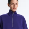 Sweatshirt mit halbem Reißverschluss aus gebürstetem Modal Sweatshirt mit halbem Reißverschluss aus gebürstetem Modal