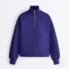 Sweatshirt mit halbem Reißverschluss aus gebürstetem Modal Sweatshirt mit halbem Reißverschluss aus gebürstetem Modal