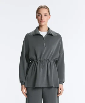 Sweatshirt mit halbem Reißverschluss aus Soft Touch-Modal Sweatshirt mit halbem Reißverschluss aus Soft Touch-Modal