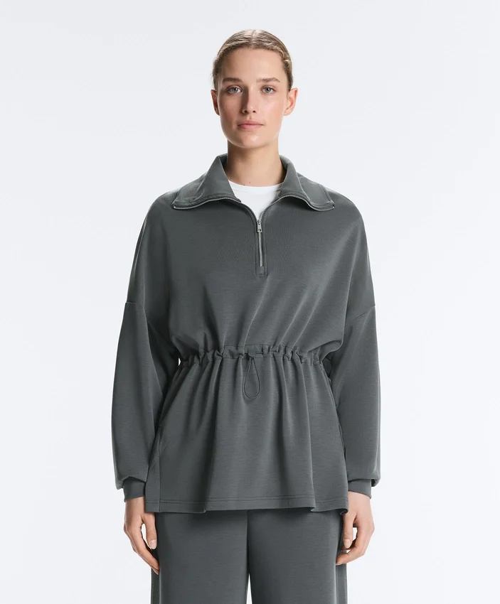 Sweatshirt mit halbem Reißverschluss aus Soft Touch-Modal Sweatshirt mit halbem Reißverschluss aus Soft Touch-Modal
