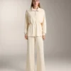Gerade geschnittene Hose mit seitlichen Rippen und Soft Touch-Modal Gerade geschnittene Hose mit seitlichen Rippen und Soft Touch-Modal