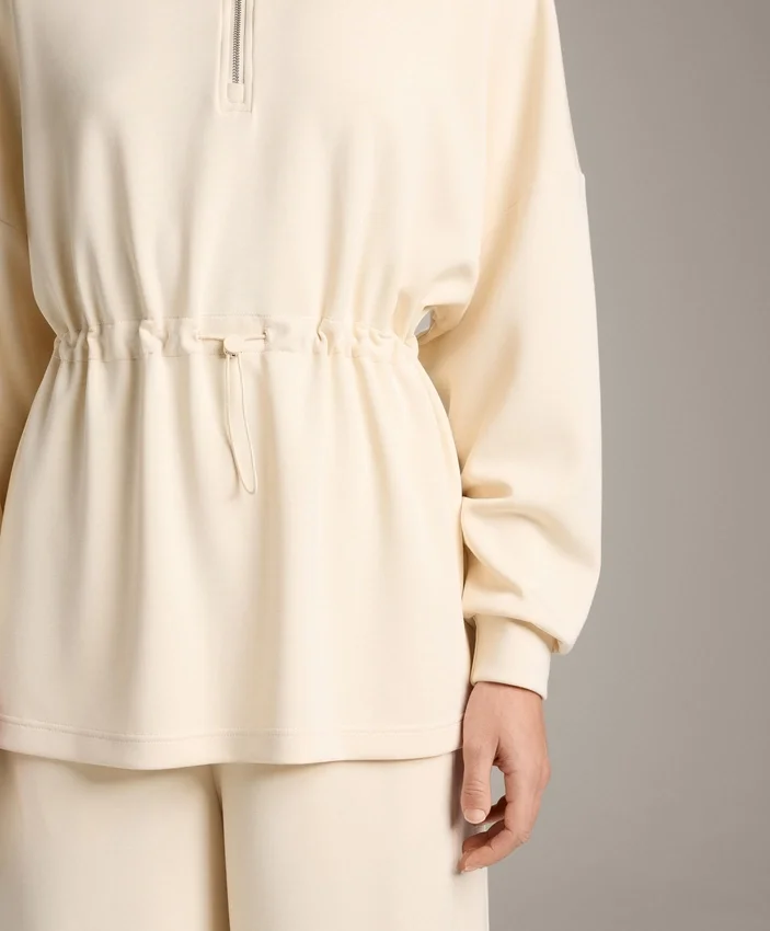Sweatshirt mit halbem Reißverschluss aus Soft Touch-Modal Sweatshirt mit halbem Reißverschluss aus Soft Touch-Modal