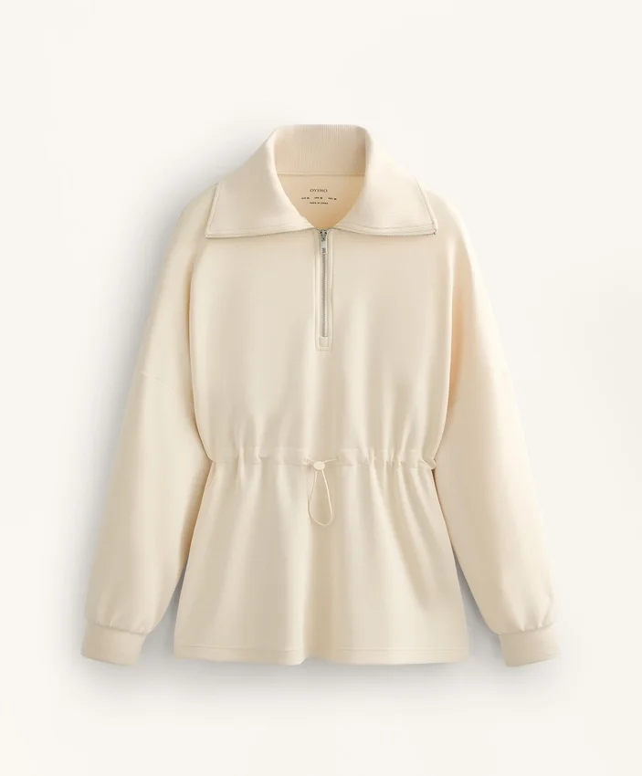 Sweatshirt mit halbem Reißverschluss aus Soft Touch-Modal Sweatshirt mit halbem Reißverschluss aus Soft Touch-Modal