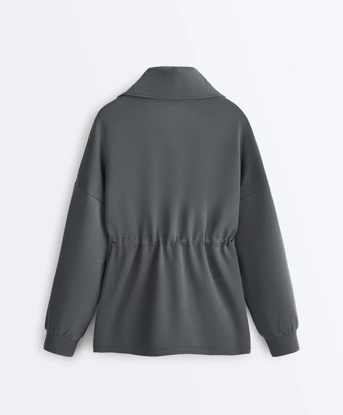 Sweatshirt mit halbem Reißverschluss aus Soft Touch-Modal Sweatshirt mit halbem Reißverschluss aus Soft Touch-Modal