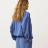 Sweatshirt mit halbem Reißverschluss, Fronttasche, aus einer Mischung aus Lyocell und 24 % Leinen Sweatshirt mit halbem Reißverschluss, Fronttasche, aus einer Mischung aus Lyocell und 24 % Leinen