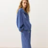 Sweatshirt mit halbem Reißverschluss, Fronttasche, aus einer Mischung aus Lyocell und 24 % Leinen Sweatshirt mit halbem Reißverschluss, Fronttasche, aus einer Mischung aus Lyocell und 24 % Leinen