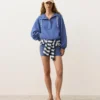 Sweatshirt mit halbem Reißverschluss, Fronttasche, aus einer Mischung aus Lyocell und 24 % Leinen Sweatshirt mit halbem Reißverschluss, Fronttasche, aus einer Mischung aus Lyocell und 24 % Leinen
