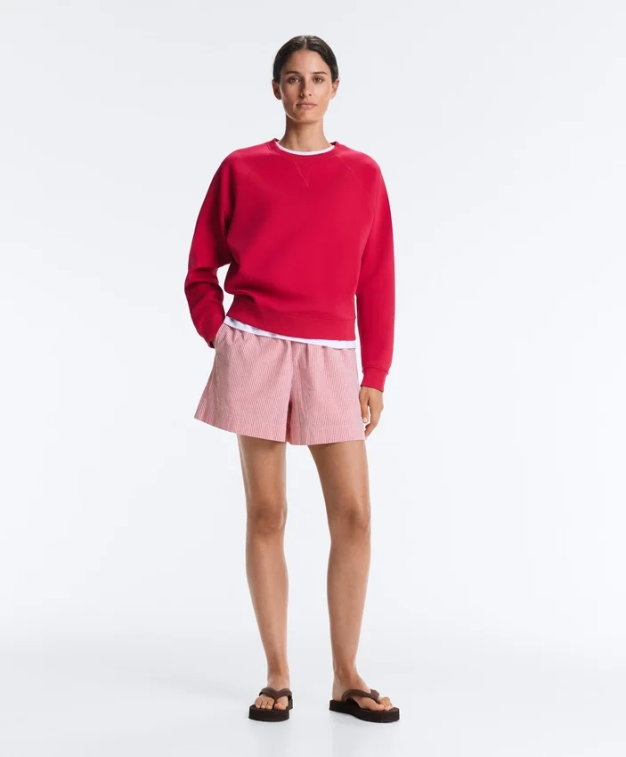Sweatshirt mit Rundhalsausschnitt aus Piqué-Baumwolle Sweatshirt mit Rundhalsausschnitt aus Piqué-Baumwolle