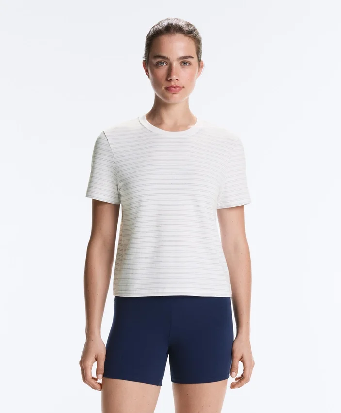 T-Shirt aus Baumwollmischung mit Streifen in Regular Fit T-Shirt aus Baumwollmischung mit Streifen in Regular Fit