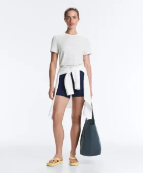 T-Shirt aus Baumwollmischung mit Streifen in Regular Fit