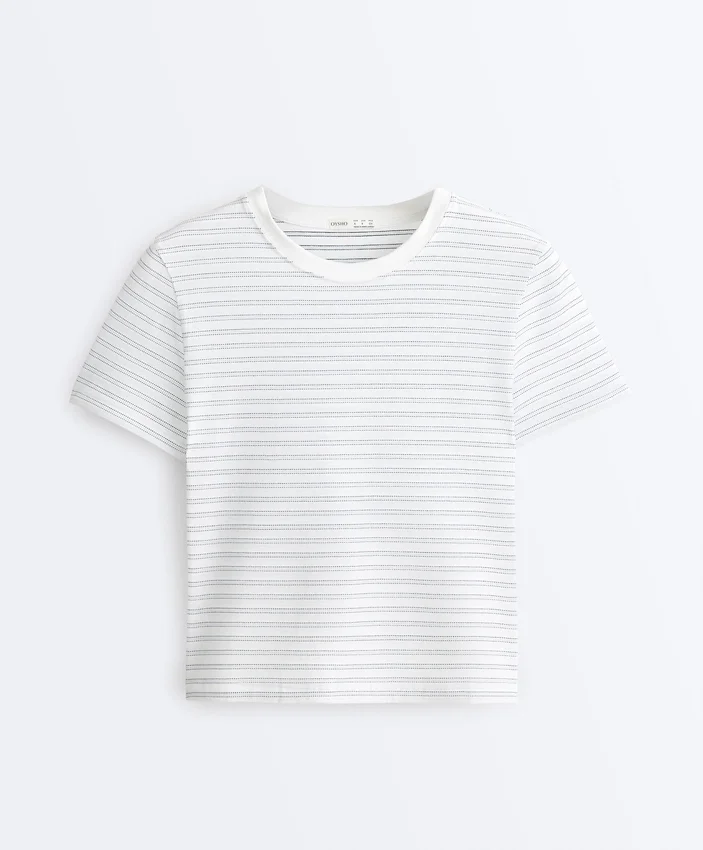 T-Shirt aus Baumwollmischung mit Streifen in Regular Fit T-Shirt aus Baumwollmischung mit Streifen in Regular Fit