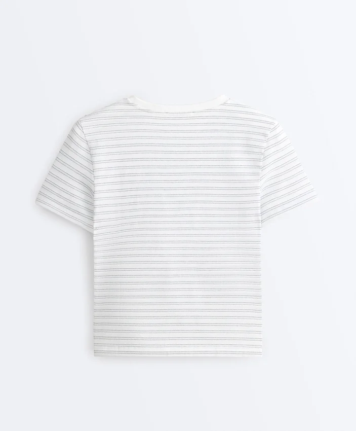 T-Shirt aus Baumwollmischung mit Streifen in Regular Fit T-Shirt aus Baumwollmischung mit Streifen in Regular Fit