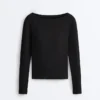 T-Shirt aus Modal-Mischgewebe mit geripptem U-Ausschnitt T-Shirt aus Modal-Mischgewebe mit geripptem U-Ausschnitt