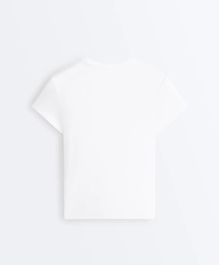 Tailliertes, kurzärmeliges T-Shirt aus Baumwollmischung Tailliertes, kurzärmeliges T-Shirt aus Baumwollmischung