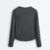 Tailliertes Langarm-T-Shirt aus Baumwoll-Modal-Rippstoff Tailliertes Langarm-T-Shirt aus Baumwoll-Modal-Rippstoff