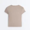Tailliertes Modal-Rippstrick-Shorts-T-Shirt mit kurzen Ärmeln Tailliertes Modal-Rippstrick-Shorts-T-Shirt mit kurzen Ärmeln