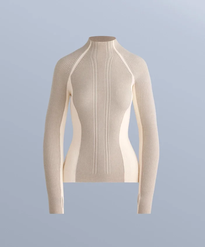 Thermo-T-Shirt mit kontrastierendem Rippstrick Thermo-T-Shirt mit kontrastierendem Rippstrick
