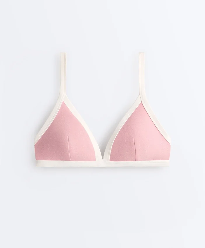 Triangel-Bikinioberteil mit Kontrastbesatz Triangel-Bikinioberteil mit Kontrastbesatz