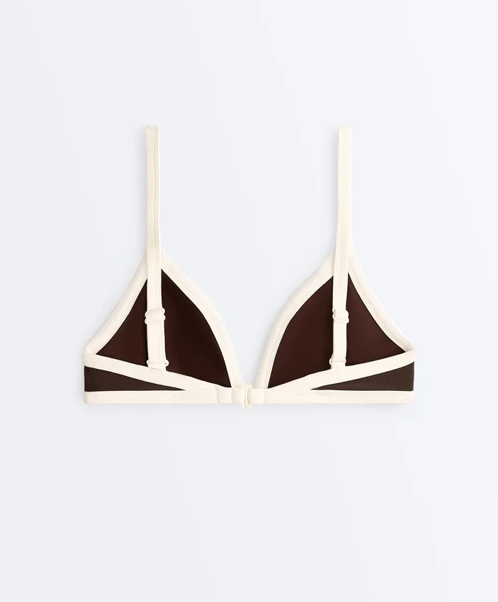 Triangel-Bikinioberteil mit Kontrastbesatz Triangel-Bikinioberteil mit Kontrastbesatz