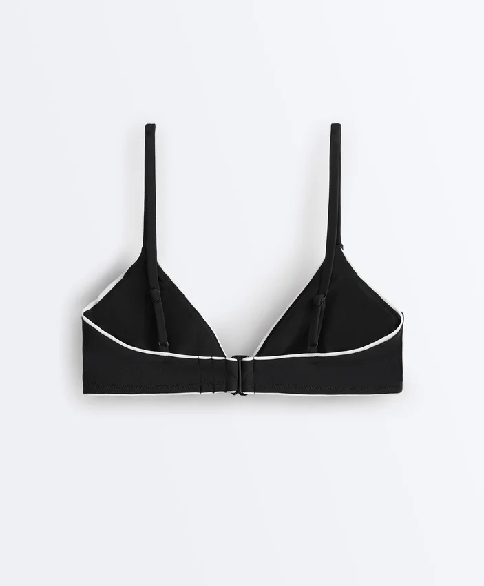Triangel-Bikinioberteil mit Paspel und Bändern Triangel-Bikinioberteil mit Paspel und Bändern