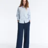 Twill-Hose mit geradem Bein und Seitenband Twill-Hose mit geradem Bein und Seitenband