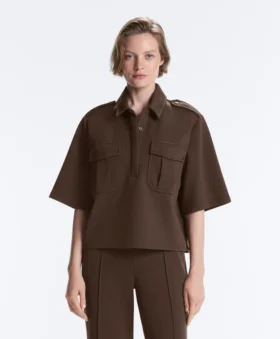 Utility-Sweatshirt mit kurzen Ärmeln aus Baumwoll-Piqué