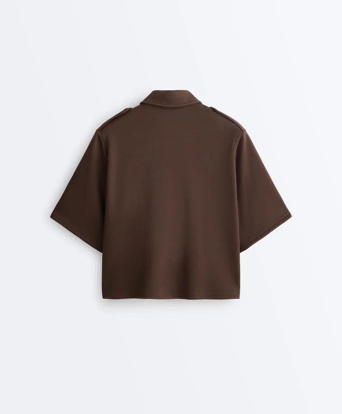 Utility-Sweatshirt mit kurzen Ärmeln aus Baumwoll-Piqué Utility-Sweatshirt mit kurzen Ärmeln aus Baumwoll-Piqué