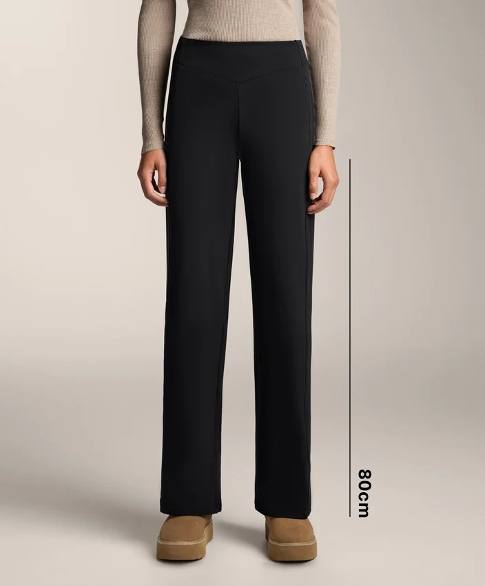 Warme Hose mit hoher Taille und geradem Bein Warme Hose mit hoher Taille und geradem Bein