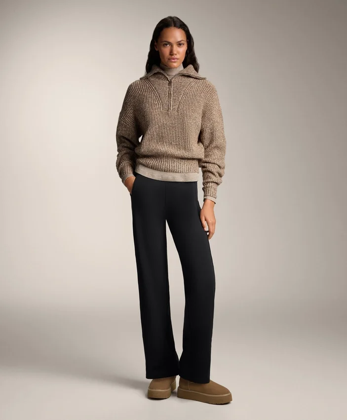 Warme Hose mit hoher Taille und geradem Bein Warme Hose mit hoher Taille und geradem Bein