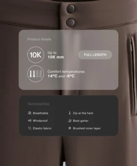 Wasserabweisende, durchgehende, ausgestellte Stretch-Skihose