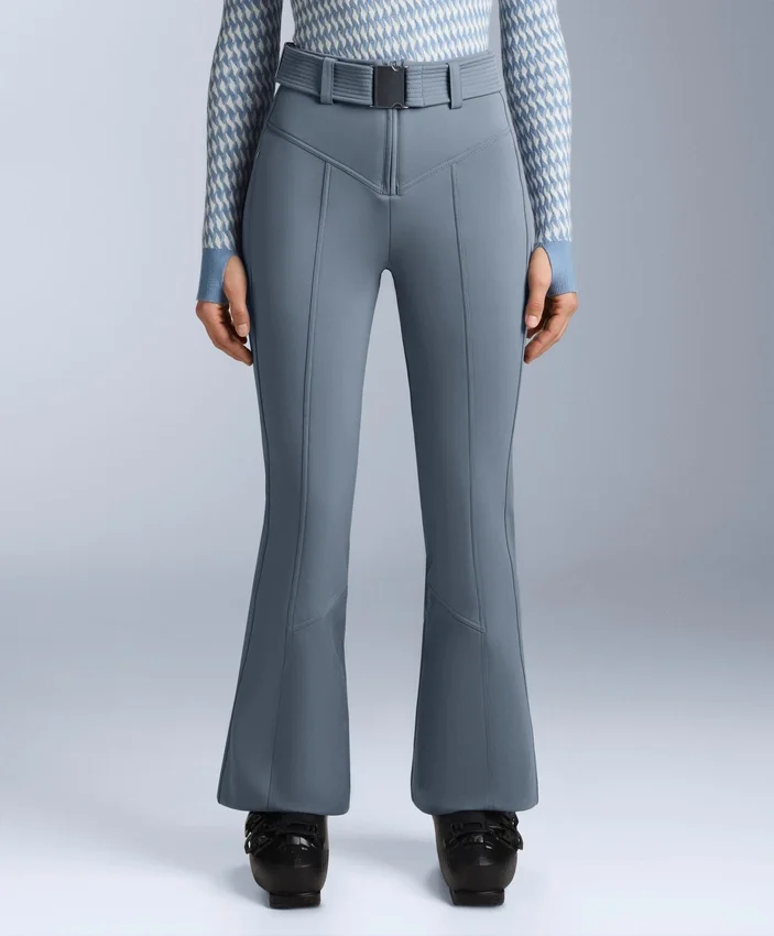 Wasserabweisende, hoch geschnittene Stretch-Skihose mit ausgestelltem Bein Wasserabweisende, hoch geschnittene Stretch-Skihose mit ausgestelltem Bein