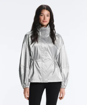 Wasserabweisende Jacke mit Metallic-Effekt