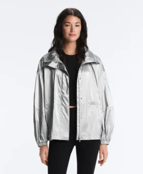 Wasserabweisende Jacke mit Metallic-Effekt