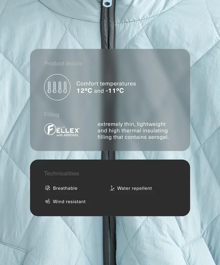 Wasserabweisende, mit Fellex® Aerogel gefütterte Jacke Wasserabweisende, mit Fellex® Aerogel gefütterte Jacke