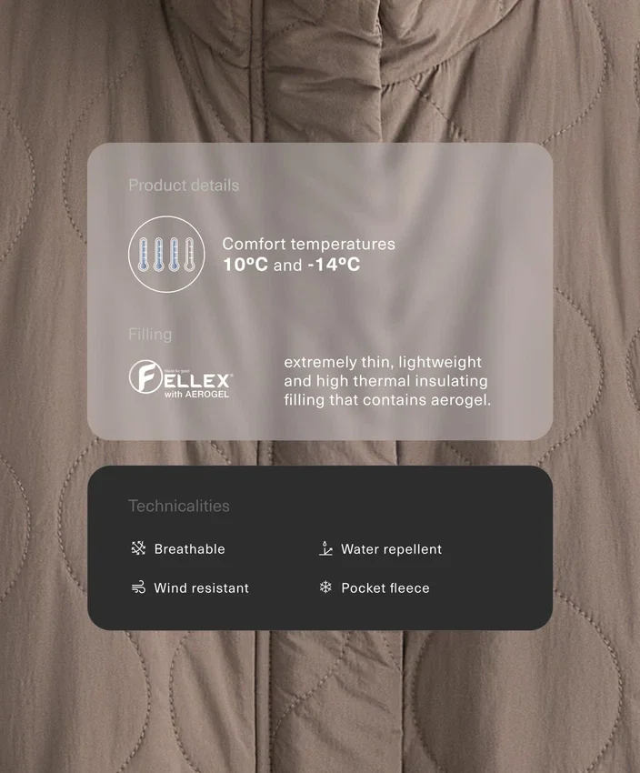 Wasserabweisende, mit Fellex® Aerogel gefütterte Jacke Wasserabweisende, mit Fellex® Aerogel gefütterte Jacke