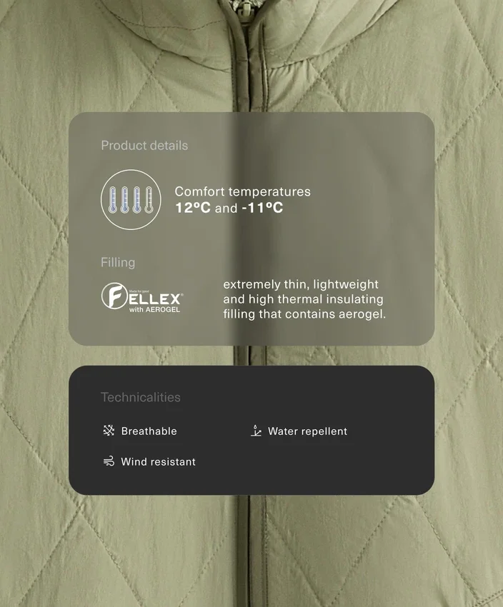 Wasserabweisende, mit Fellex® Aerogel gefütterte Jacke Wasserabweisende, mit Fellex® Aerogel gefütterte Jacke