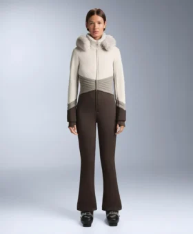 Wasserabweisender, figurbetonter Stretch-Ski-Jumpsuit im Colour-Block-Design