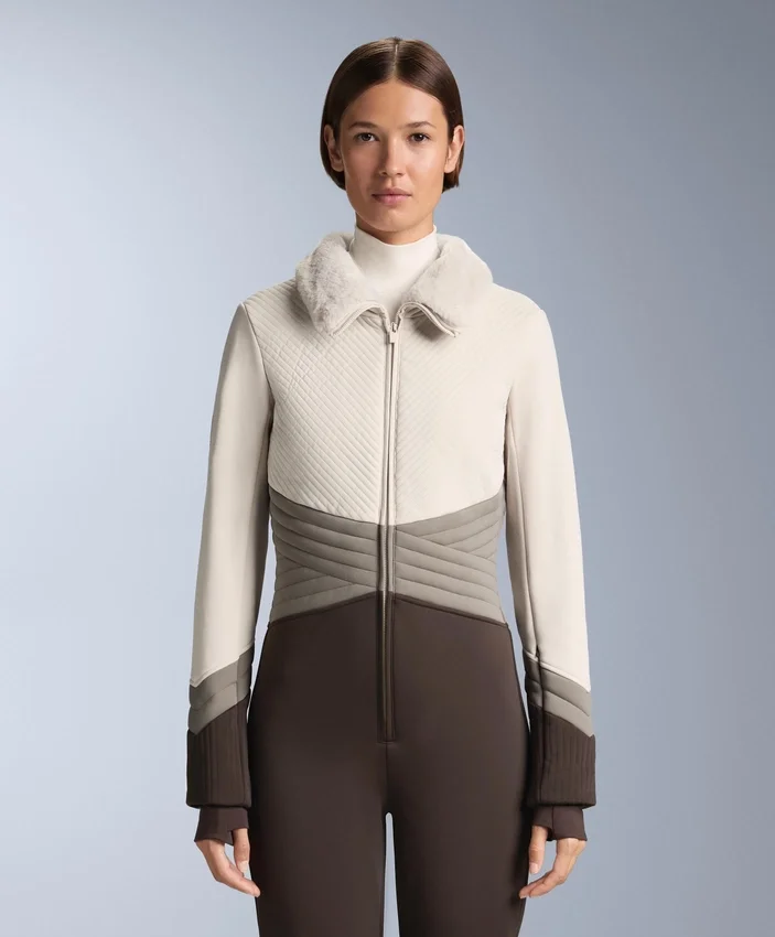 Wasserabweisender, figurbetonter Stretch-Ski-Jumpsuit im Colour-Block-Design Wasserabweisender, figurbetonter Stretch-Ski-Jumpsuit im Colour-Block-Design