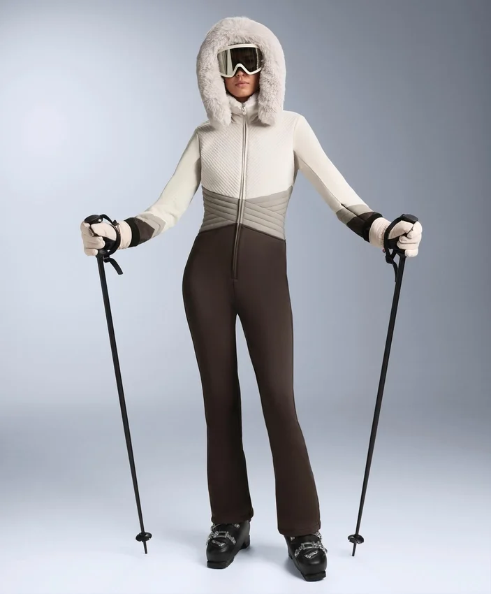 Wasserabweisender, figurbetonter Stretch-Ski-Jumpsuit im Colour-Block-Design Wasserabweisender, figurbetonter Stretch-Ski-Jumpsuit im Colour-Block-Design