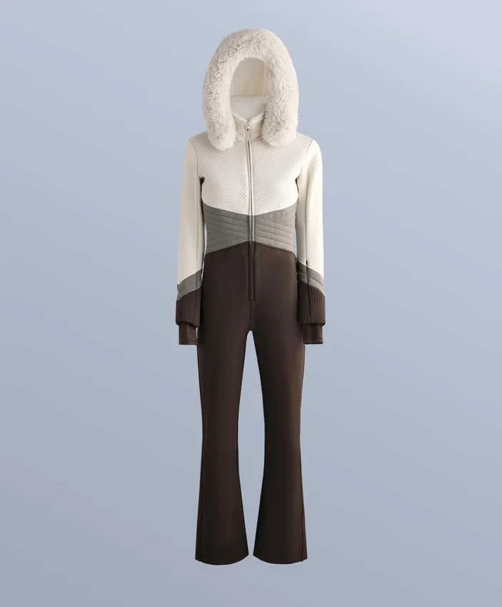 Wasserabweisender, figurbetonter Stretch-Ski-Jumpsuit im Colour-Block-Design Wasserabweisender, figurbetonter Stretch-Ski-Jumpsuit im Colour-Block-Design