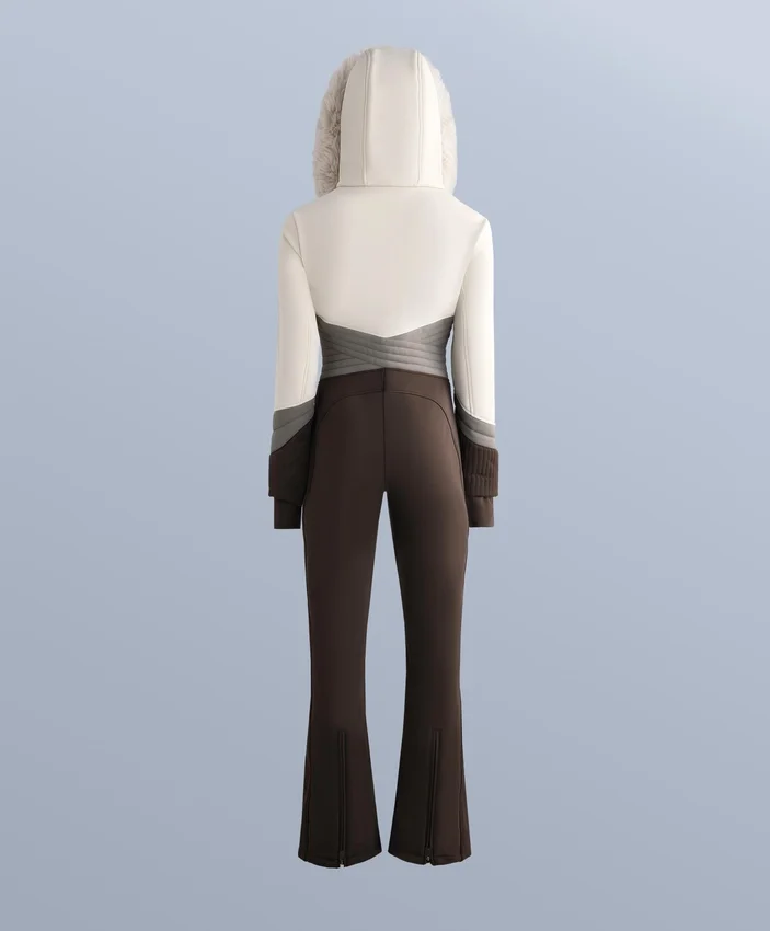Wasserabweisender, figurbetonter Stretch-Ski-Jumpsuit im Colour-Block-Design Wasserabweisender, figurbetonter Stretch-Ski-Jumpsuit im Colour-Block-Design