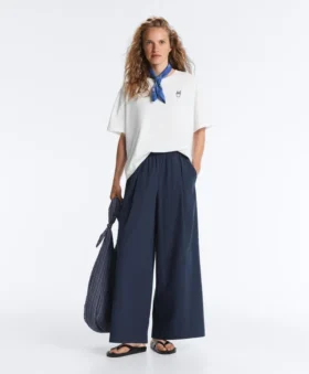 Weit geschnittene Hose aus 100 % Baumwollpopeline