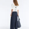Weit geschnittene Hose aus 100 % Baumwollpopeline Weit geschnittene Hose aus 100 % Baumwollpopeline