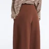 Weit geschnittene Hose mit hoher Leibhöhe aus Baumwollpiqué Weit geschnittene Hose mit hoher Leibhöhe aus Baumwollpiqué