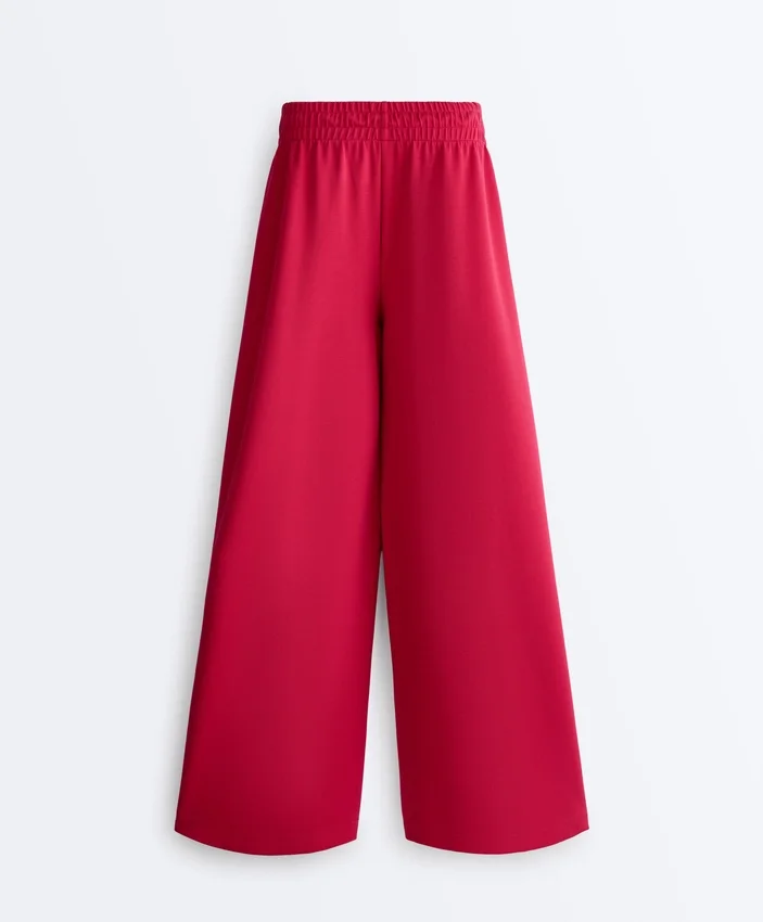 Weit geschnittene Piqué-Hose mit Bundfalten aus Baumwolle Weit geschnittene Piqué-Hose mit Bundfalten aus Baumwolle