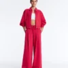 Weit geschnittene Piqué-Hose mit Bundfalten aus Baumwolle Weit geschnittene Piqué-Hose mit Bundfalten aus Baumwolle
