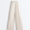 Weit geschnittene Piqué-Hose mit Bundfalten aus Baumwolle
